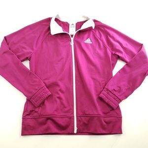 Adidas womens red cranberry maroon white zip up